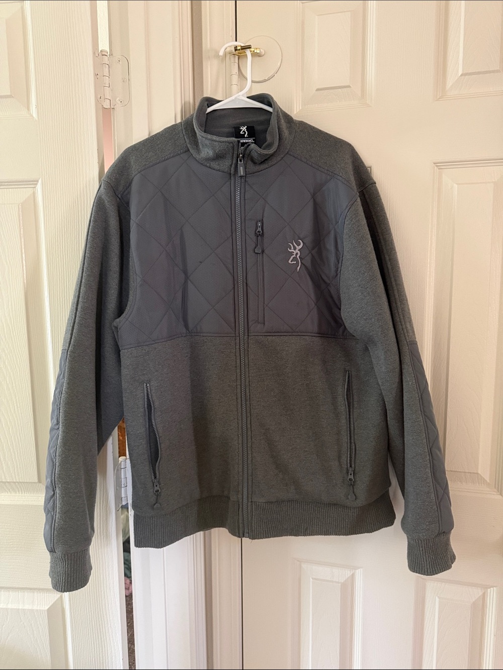 Browning Gray Quilted-Panel Fleece Jacket